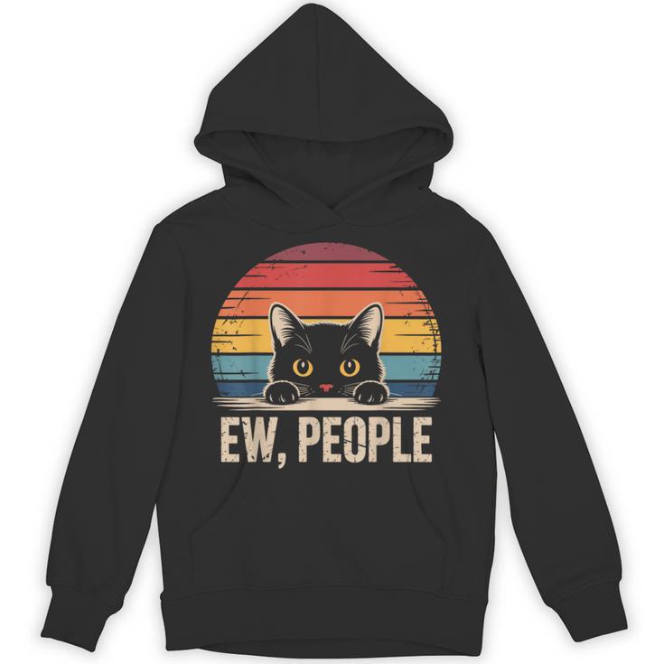 Ew People Retro Vintage Anti Social Cat Introvert Unisex Hoodie