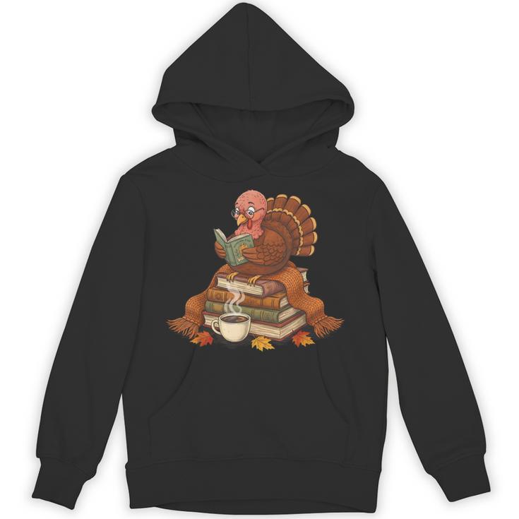 Fall Book Vintage Turkey Thanksgiving Reading Book Lovers Unisex Hoodie