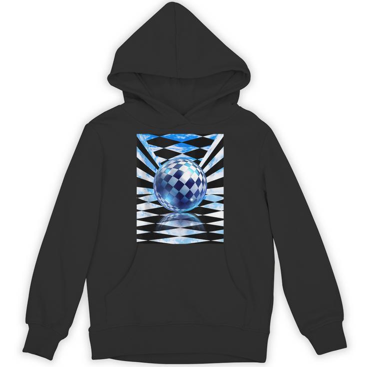 Frutiger Aero Aesthetic Tech Checkered Room Orb Sky Unisex Hoodie