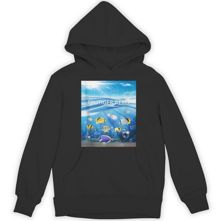 Frutiger Aero Aesthetic Tech Ocean Underwater Fishes Unisex Hoodie