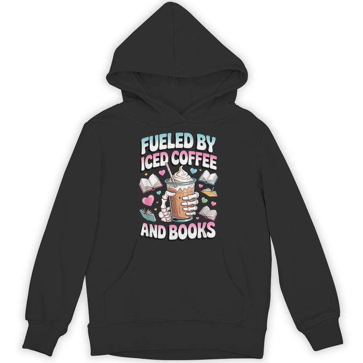 Fueled By Iced Coffee And Books Book Lover Retro Unisex Hoodie
