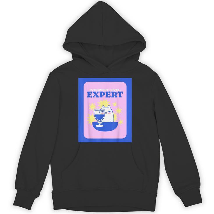Fun Cute Introvert Cat Character With Wine Unisex Hoodie