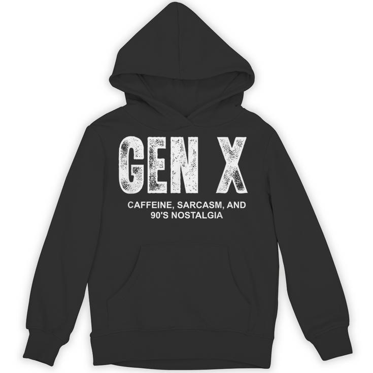 Gen X Caffeine Sarcasm 90s Nostalgia Men Women Graphic Unisex Hoodie