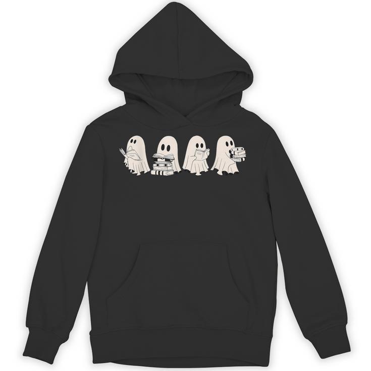 Ghost Book Reading Halloween Books Lover Teacher Kids Unisex Hoodie