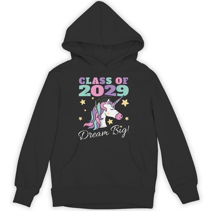 Girls Class Of 2029 Magical Unicorn Graduation Cap Unisex Hoodie