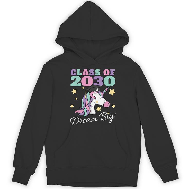 Girls Class Of 2030 Magical Unicorn Graduation Cap Unisex Hoodie