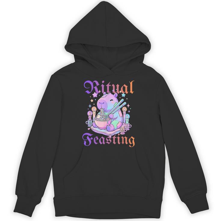 Goth Capybara Ramen Ritual Feasting Soft Introvert Art Unisex Hoodie