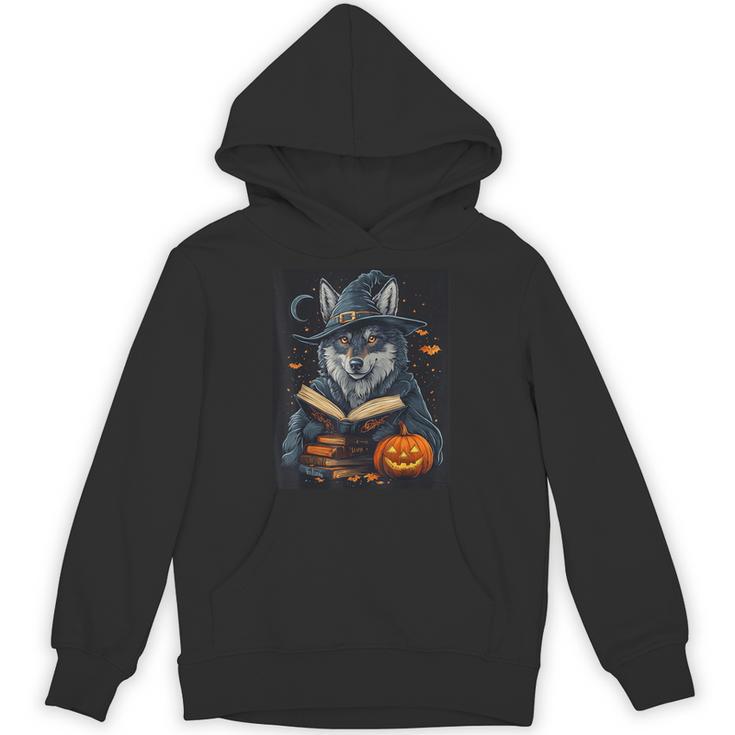 Halloween Girls Boys Cute Wolf Book Pumpkin Kids Halloween Unisex Hoodie