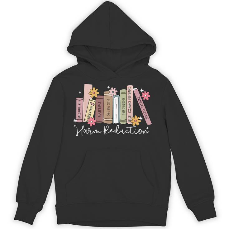 Harm Reduction Floral Book Overdose Awareness Nurse Unisex Hoodie