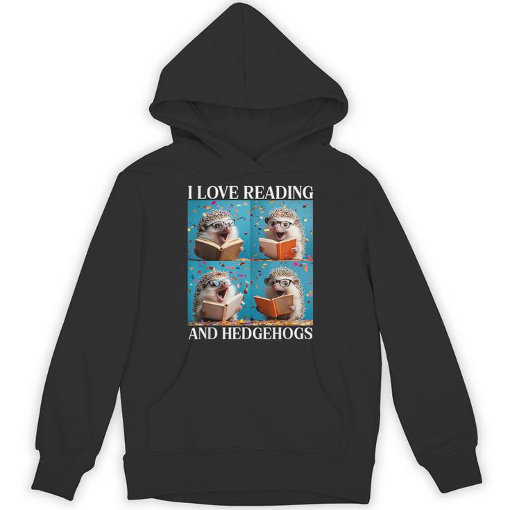 Hedgehog Love Reading And Hedgehogs Child Book Lover Unisex Hoodie