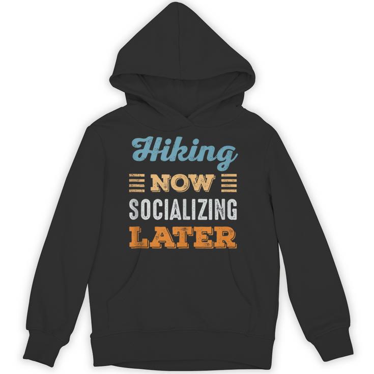 Hiking Now Minimal Socializing Introvert Vintage Unisex Hoodie