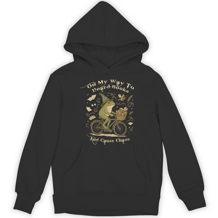 On My Way To Hoard Books And Cause Chaos Tom Foolery Frog Unisex Hoodie