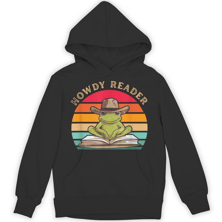 Howdy Reader Frog Reading Book Vintage Unisex Hoodie