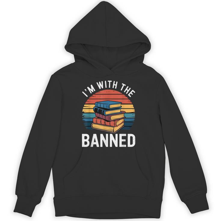 I'm With The Banned Stack Of Books Vintage Sunset Retro Unisex Hoodie