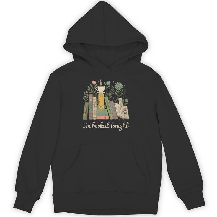 I'm Booked Tonight Floral Books Cozy Reading Graphic Unisex Hoodie