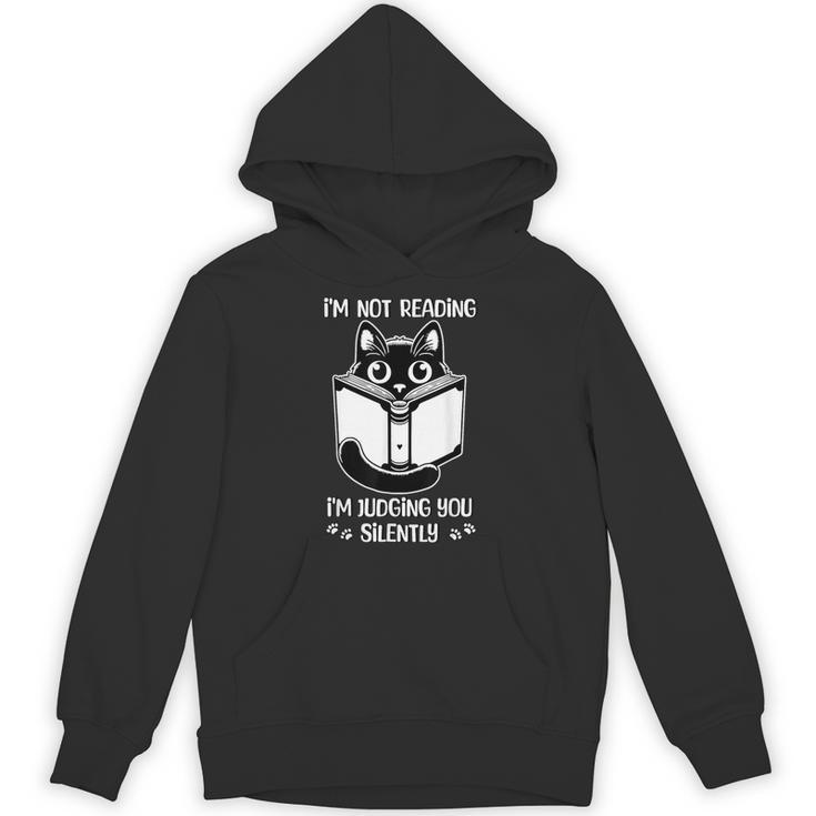 I’m Not Reading I’m Judging You Silently Fun Cat Book Lover Unisex Hoodie