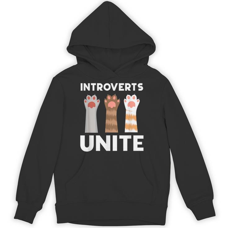 Introvert Unite Kitty Paws Raise Introverted Gathering Unisex Hoodie
