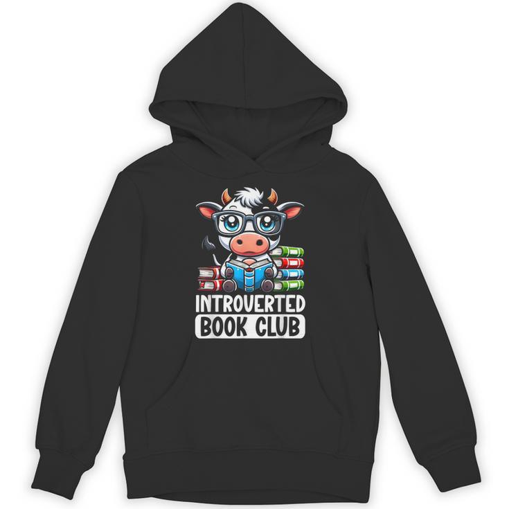 Introverted Book Club Reading Lover Cow Unisex Hoodie