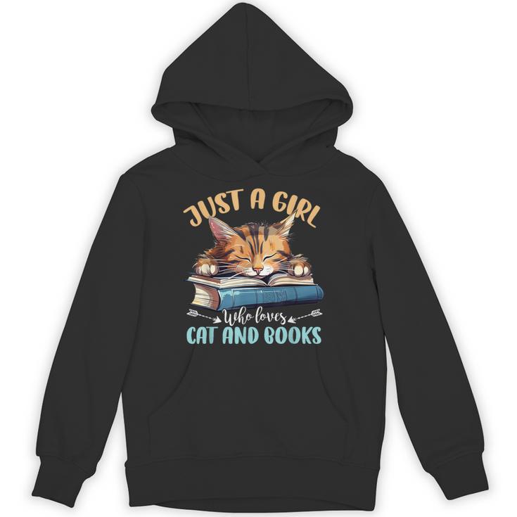 Just a Girl Who Loves Cats And Books Kitties Pet Art Lover Unisex Hoodie