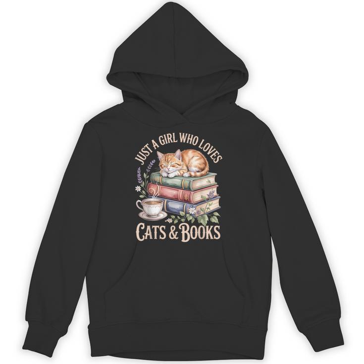 Just A Girl Who Loves Cats And Books Reading Librarian Unisex Hoodie