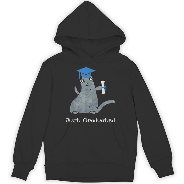 Just Graduated Cat With Graduation Cap And Diploma For Men Women Girls Kids Unisex Hoodie