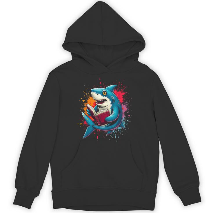 Kawaii Shark Reads Book Reading Library Book Bookworm Unisex Hoodie