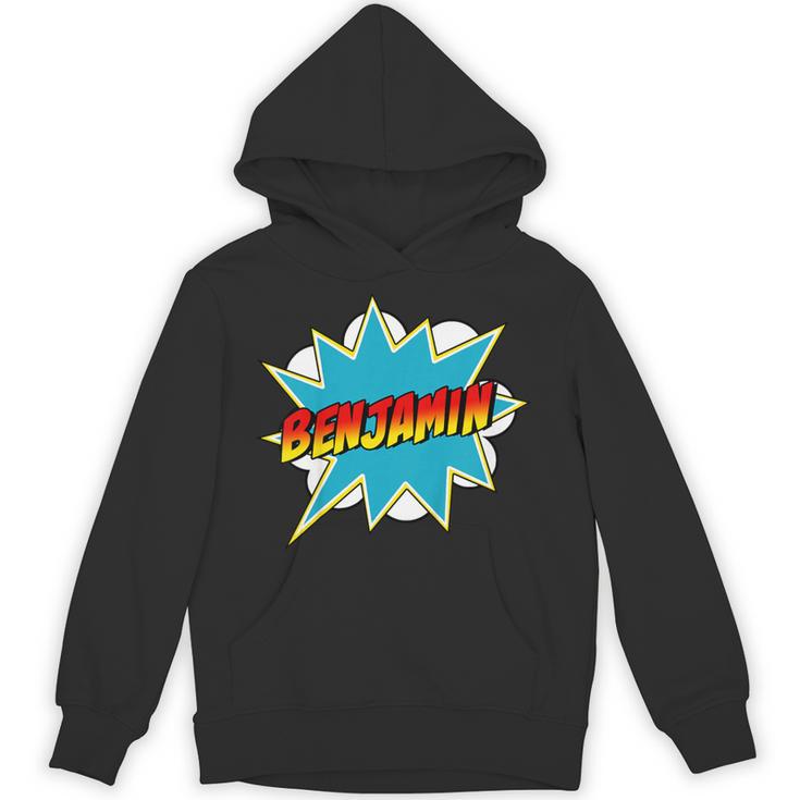 Kids Boys Benjamin Name Personalized Superhero Comic Book Unisex Hoodie