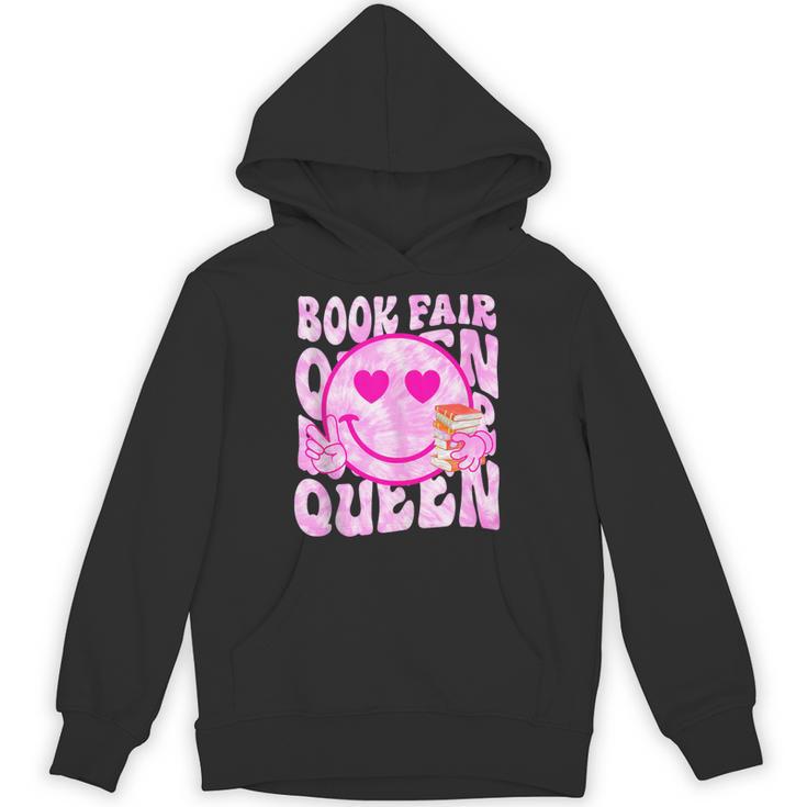 Library Book Fair Queen Vibe Groovy Tie Dye School Reading Unisex Hoodie