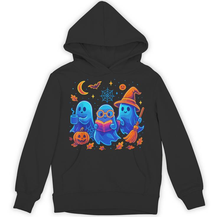 Little Ghost Coffee Tee Spooky Season Ghost Reading Book Unisex Hoodie