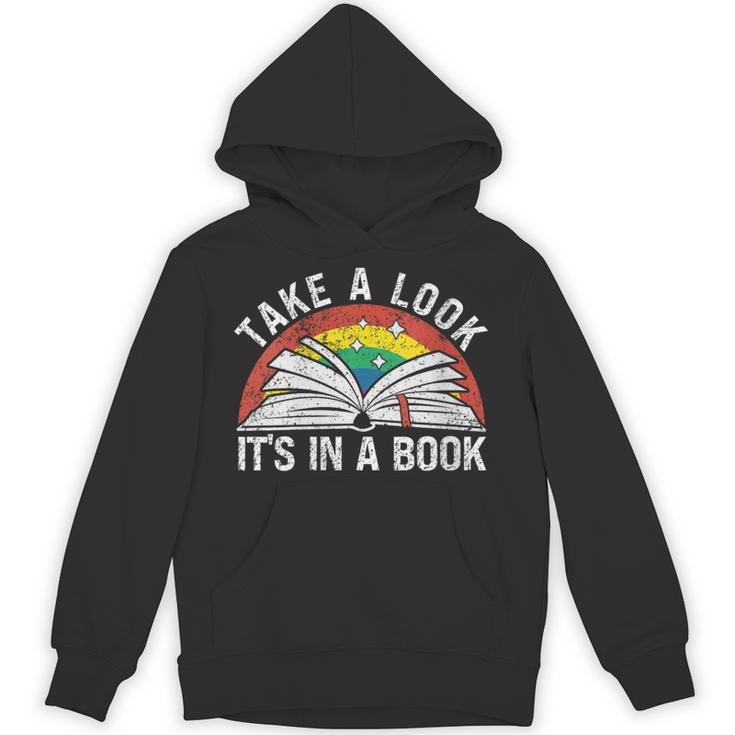 Take a Look It's In a Book Reading Vintage Retro Rainbow Unisex Hoodie