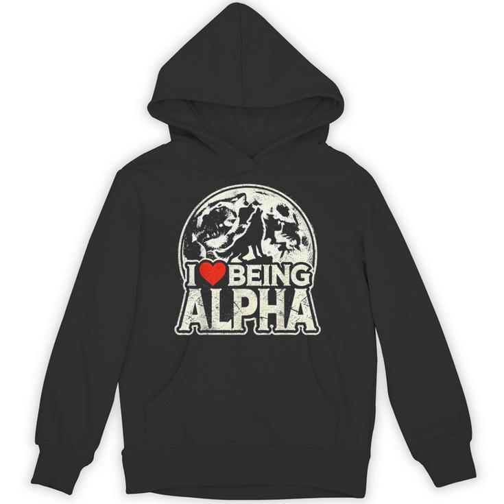 I Love Being Alpha Moonlit Wolf Meme Alpha Introvert Unisex Hoodie