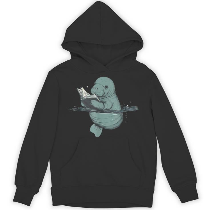 Manatee Reading Book Bookworm Manatees Ocean Animal Lover Unisex Hoodie