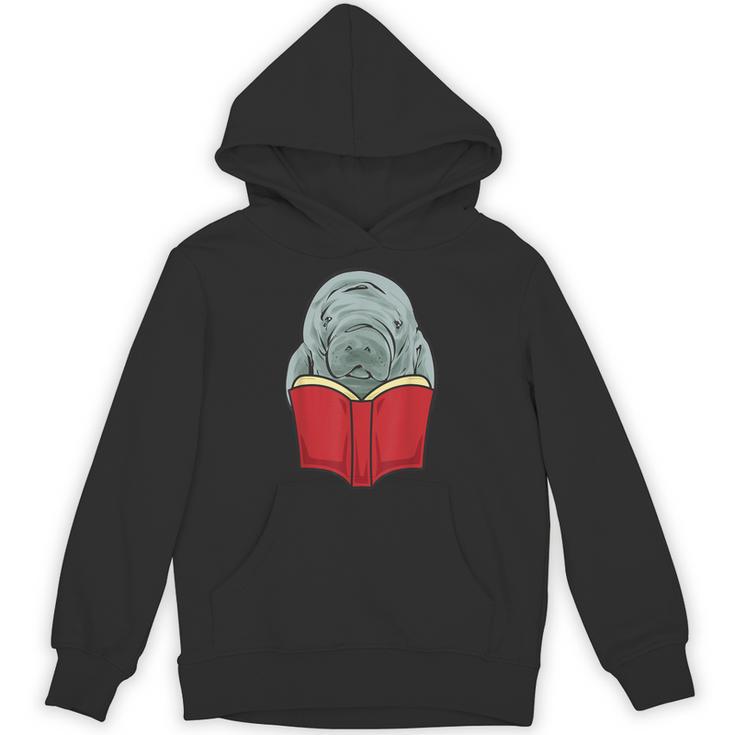 Manatee Reading Books Sea Animal Manatee Unisex Hoodie