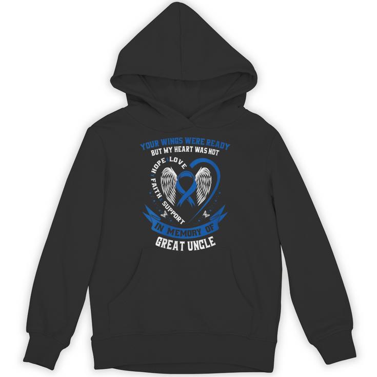 In Memory Of Great Uncle Colon Cancer Awareness Uplifting Unisex Hoodie