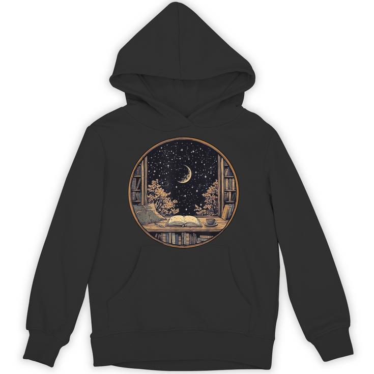Moon Book Bookshelf Library Coffee Cup Star Stars Pattern Unisex Hoodie