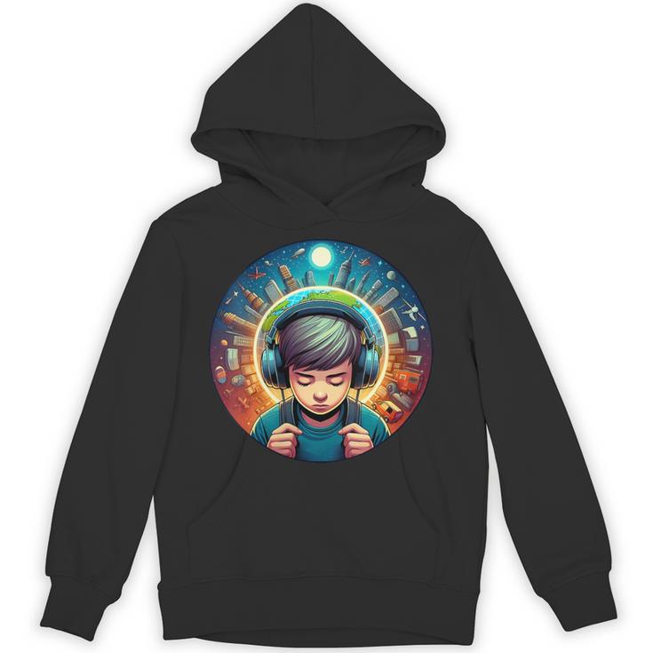 Music Enthusiast Under Starry Skies World Introvert Boy Unisex Hoodie