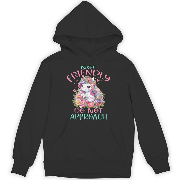Not Friendly Do Not Approach Women & Girls Unicorn Cute Introvert & Humor Lovers For Women V-Neck Classic Fit Modern Short Sleeve Unisex Hoodie