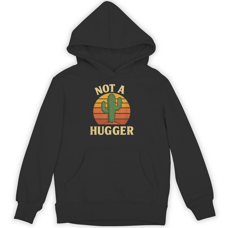 Not A Hugger Cactus Retro Sunset No Hugging Introvert Unisex Hoodie