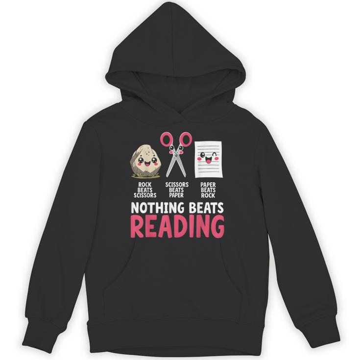 Nothing Beats Reading Rock Paper Scissors Book Lover Library Unisex Hoodie