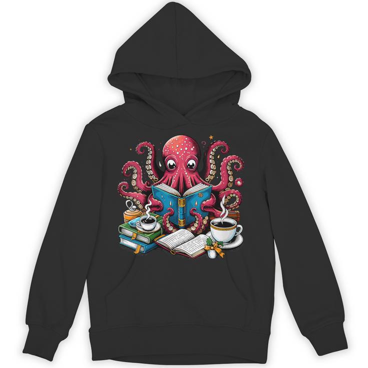 Octopus Reading Book Coffee Lover Bookaholic Bookworm Reader Unisex Hoodie