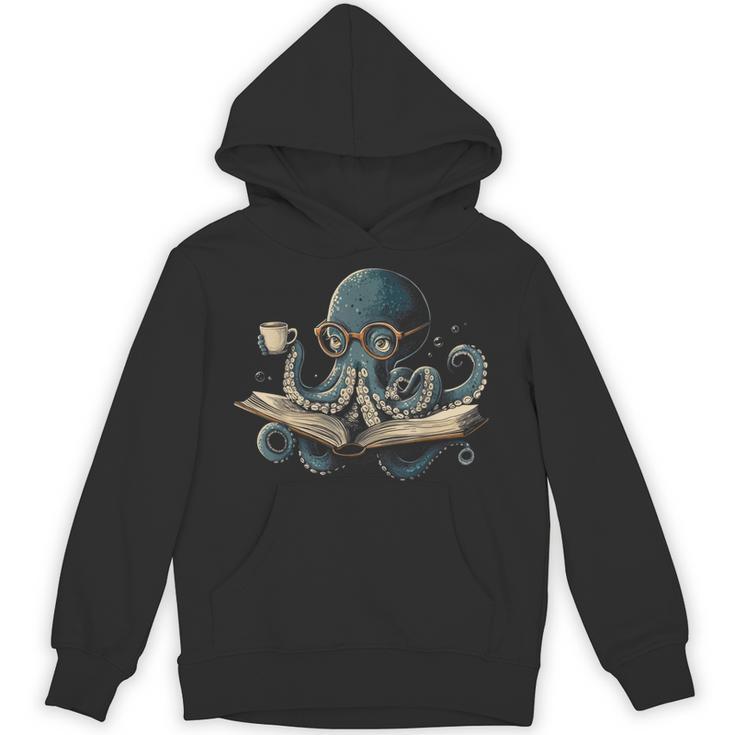 Octopus Reading Book Coffee Book Lover Bookworm Nerd Unisex Hoodie