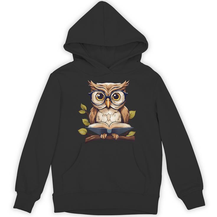 Owl Reading A Book Perched On A Branch Bookworm Unisex Hoodie