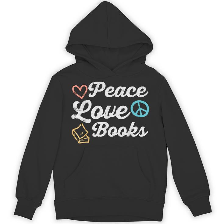 Peace Love Books Read Book Reading Librarian Across America Unisex Hoodie