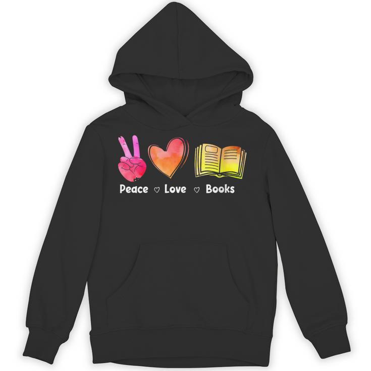 Peace Love Books Reader Librarian Library Book Unisex Hoodie