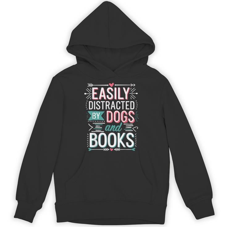 Pet Lover Easily Distracted By Dogs And Books Joke Men Unisex Hoodie