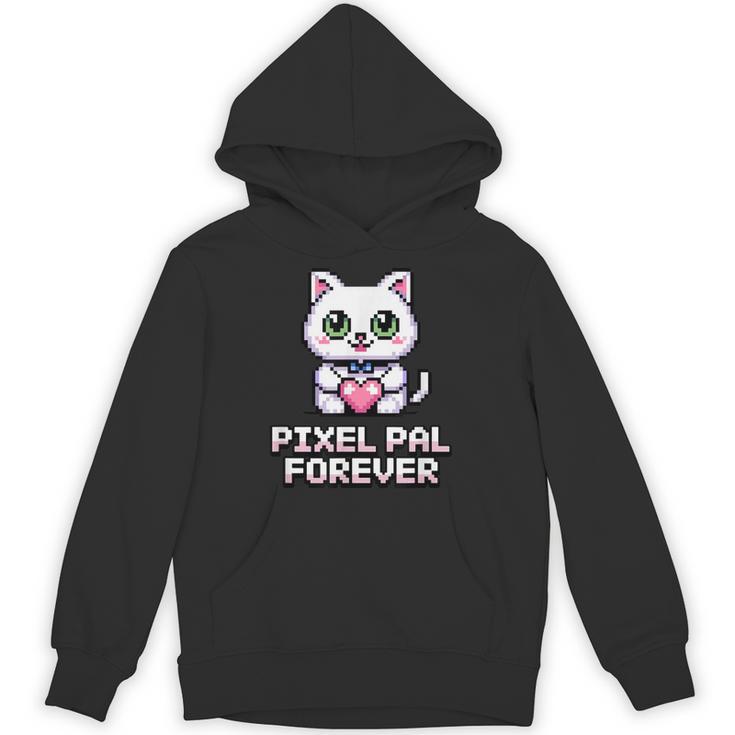 Pixel Art Pet Cat Y2K Retro Vintage Digital Nostalgia Tech Unisex Hoodie