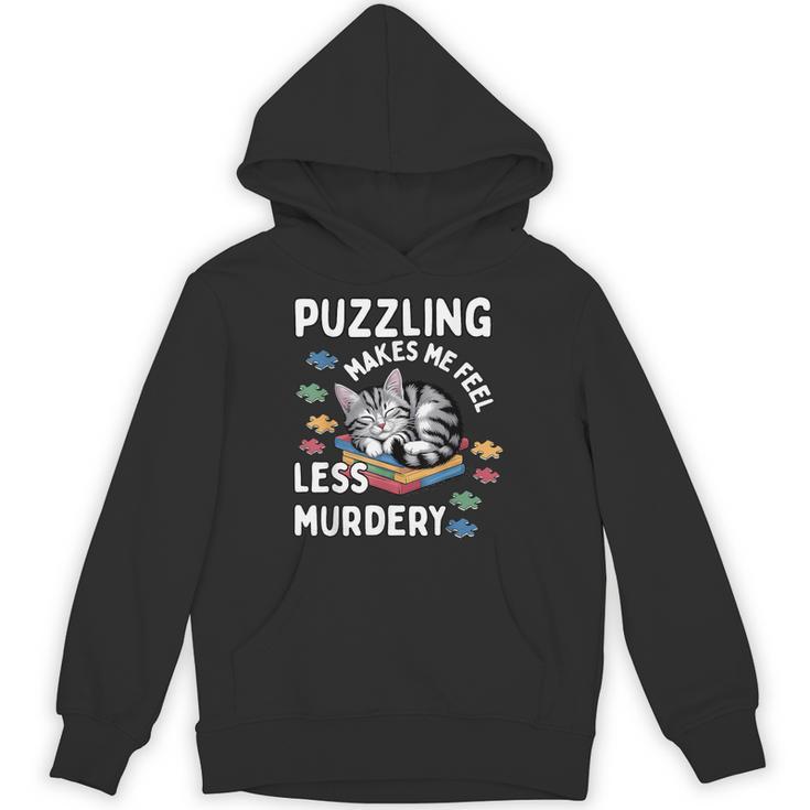 Puzzling Makes Me Feel Less Murdery Introvert Puzzle Cat Unisex Hoodie