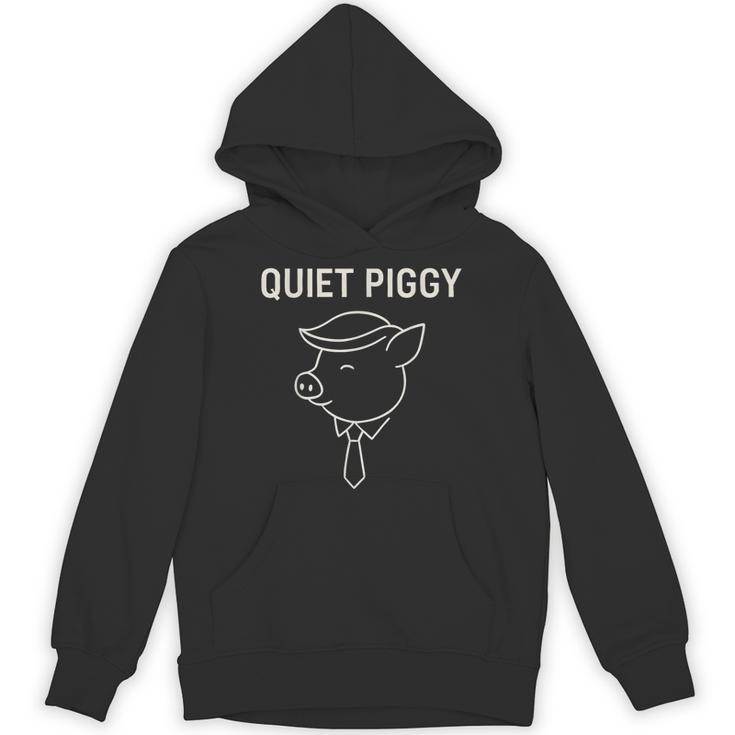 Quiet Piggy Introvert Media Humor Minimalist Line Art Unisex Hoodie