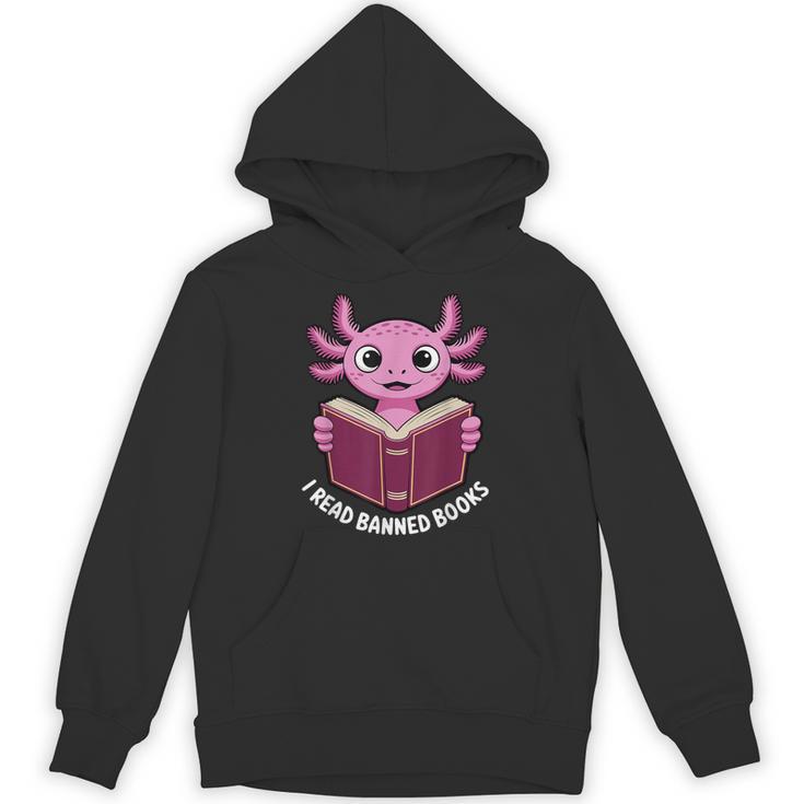 I Read Banned Books Axolotl Reading Unisex Hoodie