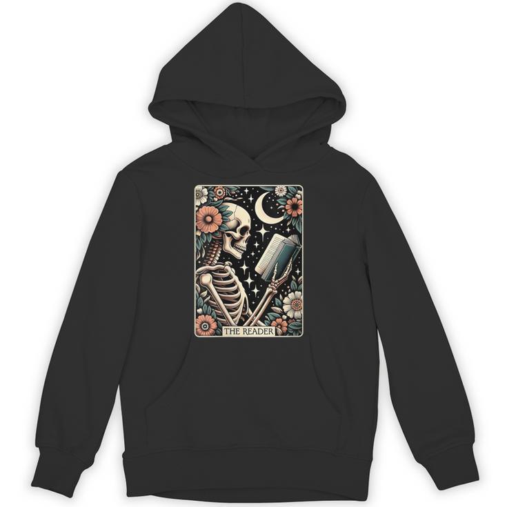 The Reader Tarot Card Skeleton Reading Book Bookworm Bookish Unisex Hoodie